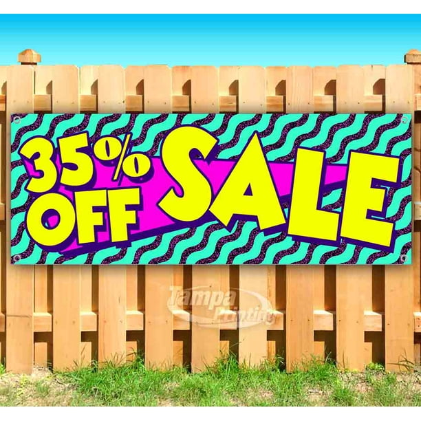 New 35% Off Sale 13 oz Heavy Duty Vinyl Banner Sign with Metal Grommets Flag, Many Sizes Available Store Advertising New 35% Off Sale 13 oz Heavy Duty Vinyl Banner Sign with Metal Grommets Flag, Many Sizes Available Store Advertising